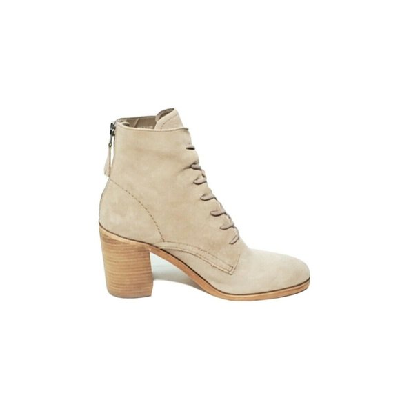 Dolce Vita Booties Heel Zip Lace Up Gray Taupe Suede Womens US 9.5 - Picture 6 of 11